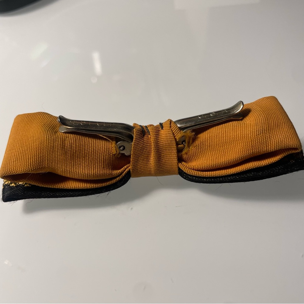 Vintage Gold and Black clip on bow Tie - Picture 5 of 6